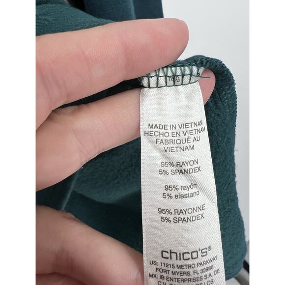 Chicos Green Button Mock Neck Sweatshirt Large (2) - Picture 4 of 4